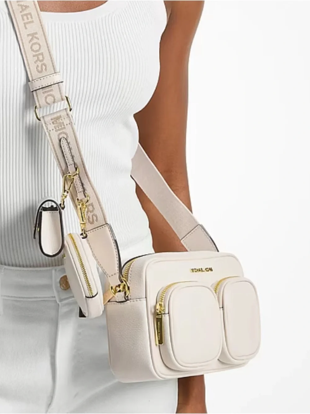 Michael Kors JST Md Pocket Leather Messenger XBody With Attachments Crossbody